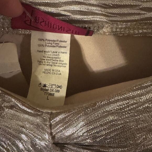 Fashionista Silver Metallic Strapless Bodycon Party Dress | Size Large - Picture 3 of 6